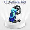 3-in-1 Charger Stand Multi Device Wireless Charging Dock Station compatible with Apple iPhone, Samsung, Android, iWatch, Airpods, Google Pixel