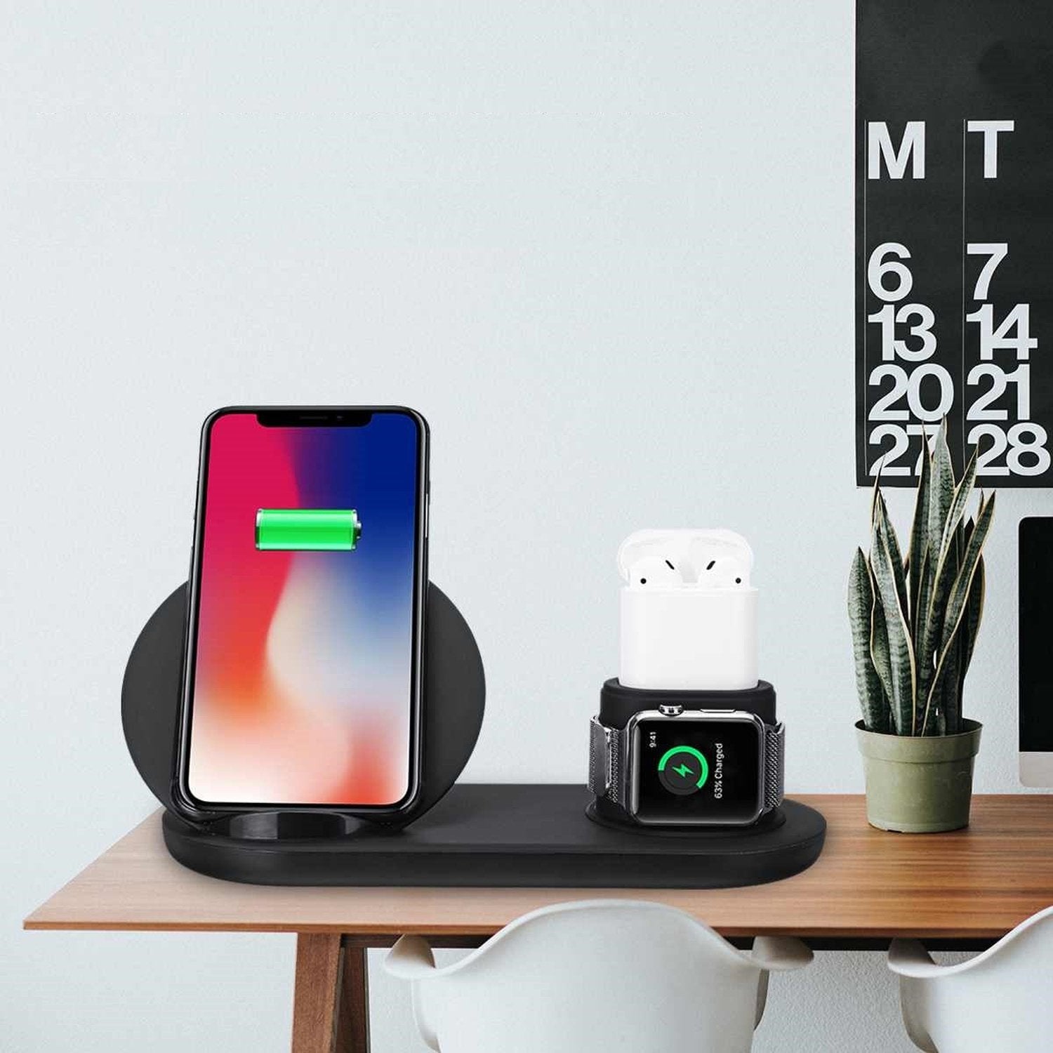 3-in-1 Multi Device Wireless Charging Dock Station compatible with Apple iPhone, Samsung, Android, iWatch, Airpods, Google Pixel