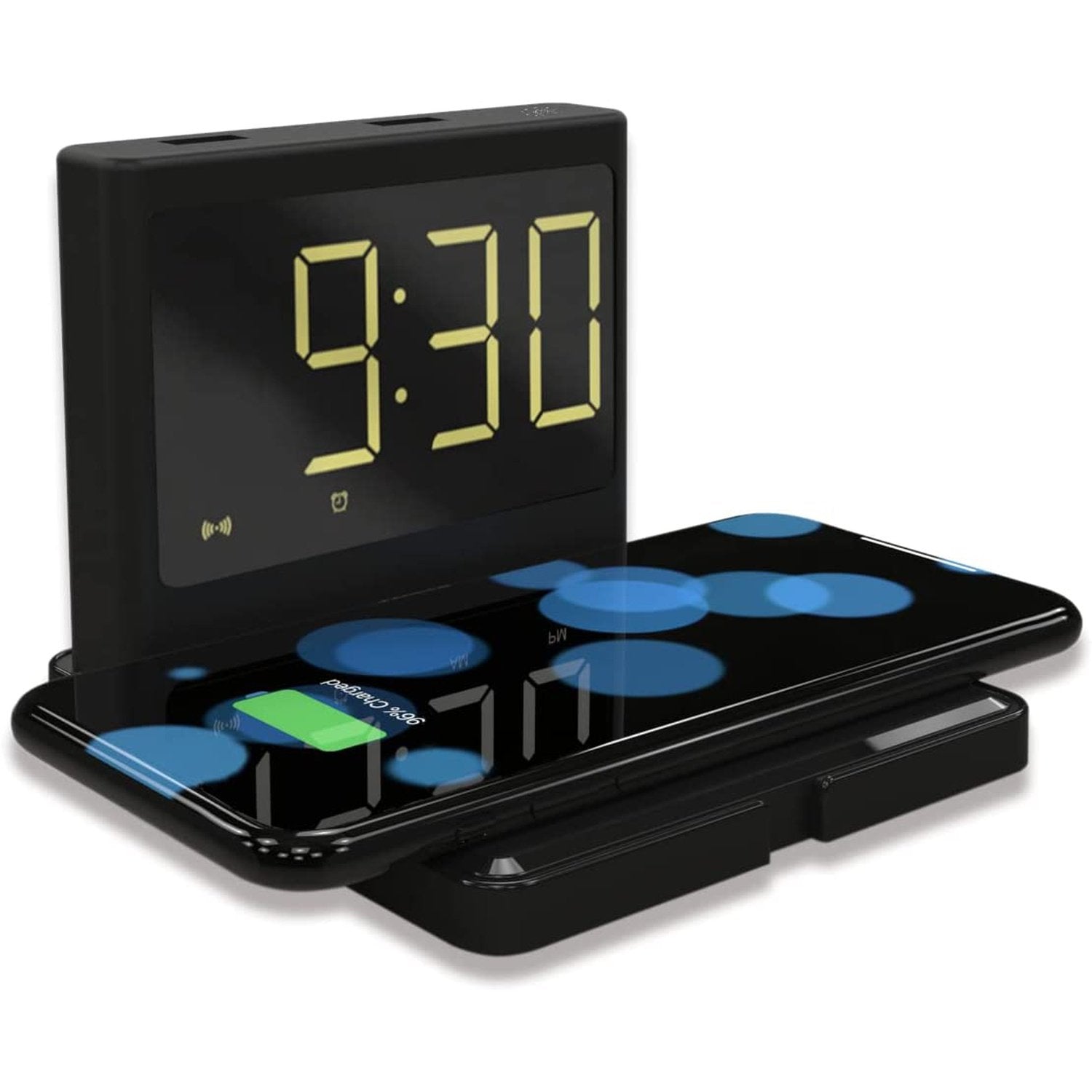 Alarm Clock with Wireless Charging Pad for Smartphones