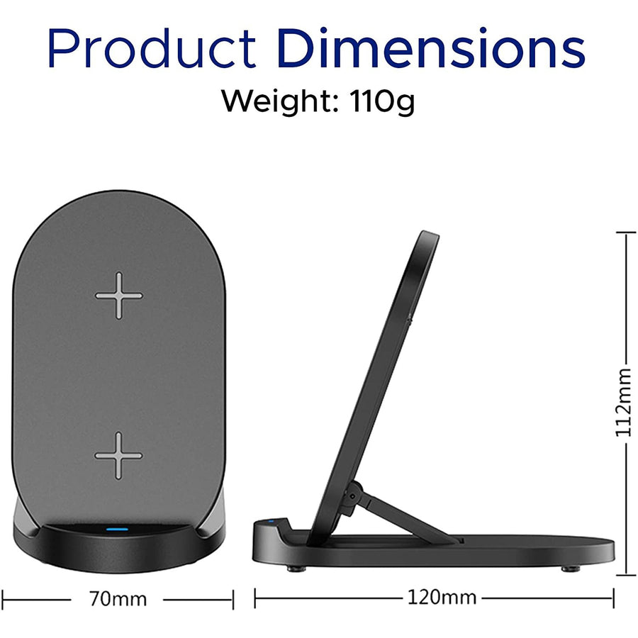 Fast Charging Folding Stand & Pad Wireless Charging Dock Station compatible with Apple iPhone, Samsung, Android, Google Pixel