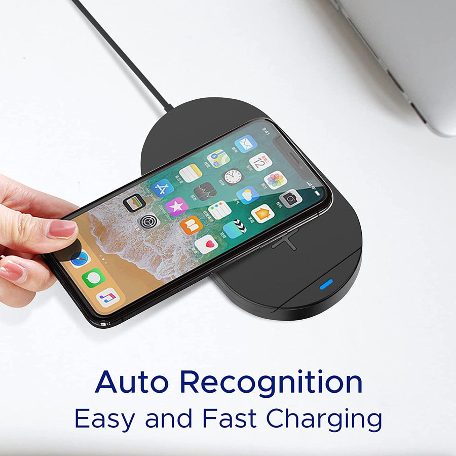 Fast Charging Folding Stand & Pad Wireless Charging Dock Station compatible with Apple iPhone, Samsung, Android, Google Pixel