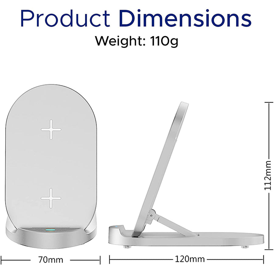 Fast Charging Folding Stand & Pad Wireless Charging Dock Station compatible with Apple iPhone, Samsung, Android, Google Pixel