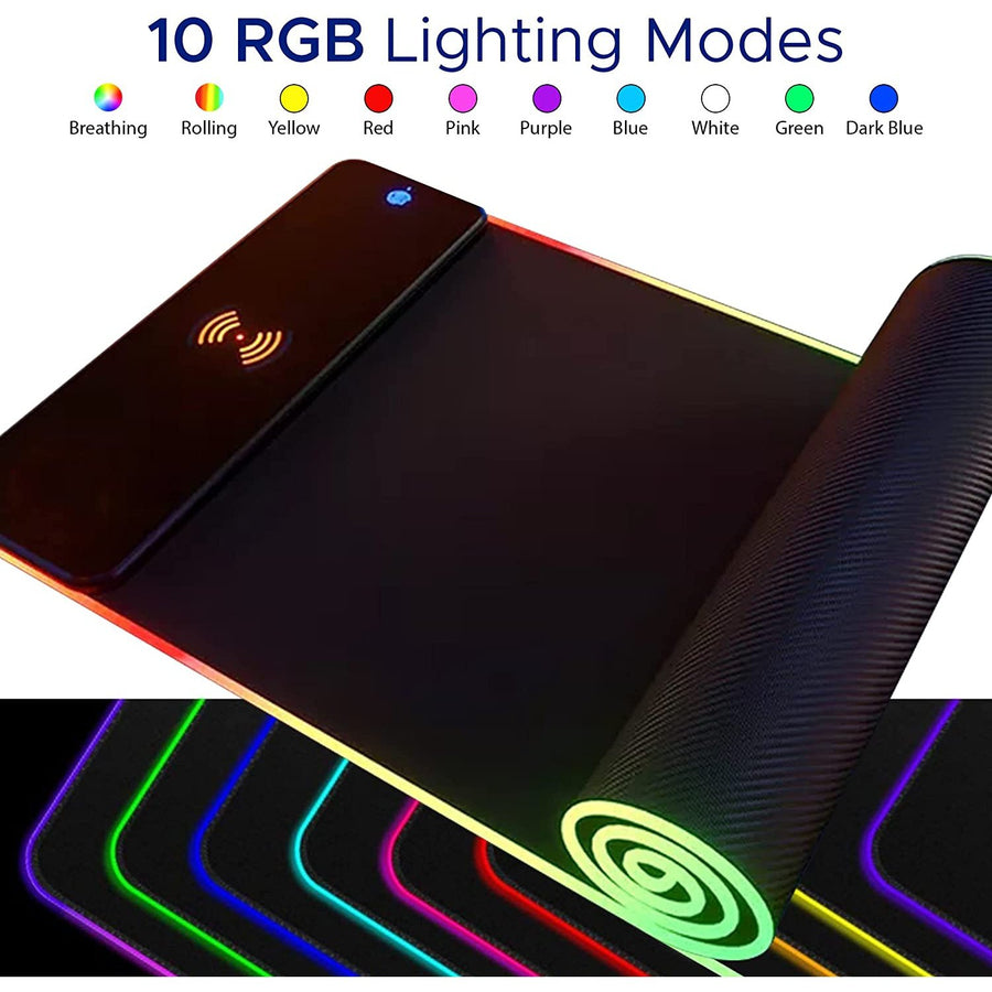 Mouse Pad with Wireless Smartphone Charger | Charging Dock Station & RGB Lights