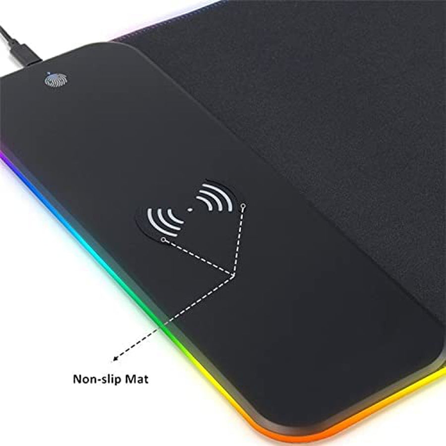Mouse Pad with Wireless Smartphone Charger | Charging Dock Station & RGB Lights