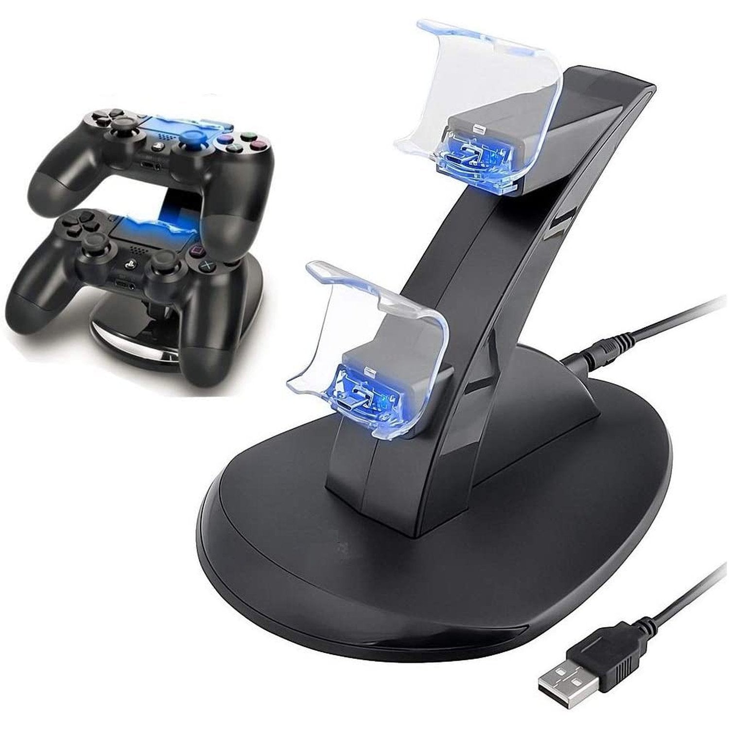 Charger Stand Compatible with Playstation 4 Controllers PS4. PS3. Multi-Controller Charging Dock Stand with LED Lights